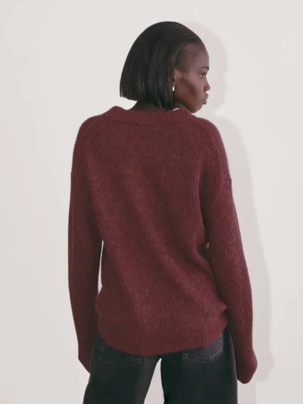 NWT Everlane The Cocoon Crew in Alpaca Burgundy Size XS - Picture 3 of 6